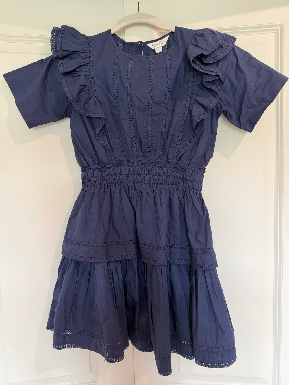 Eyelet & Ivy Navy Ruffle Tiered Dress XS